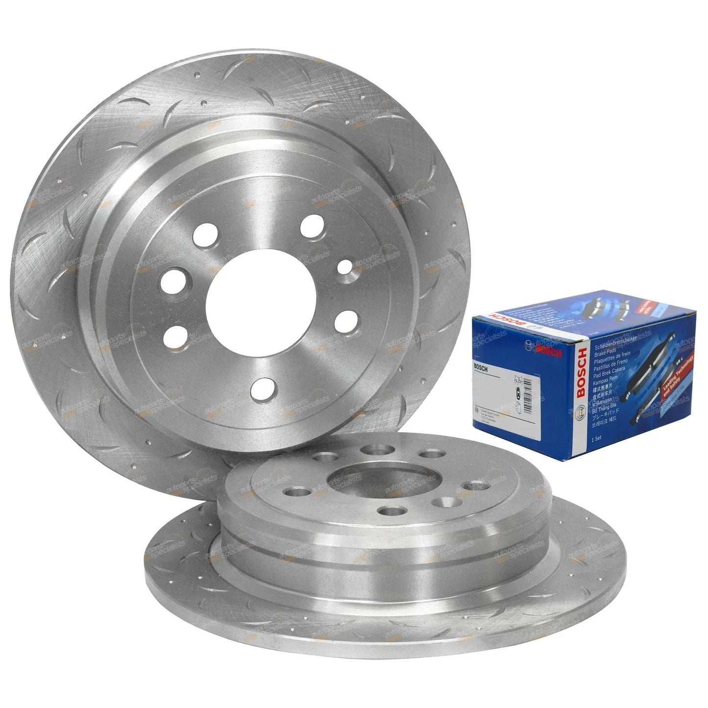 Rear Slotted Drilled Brake Rotors + Pads for Falcon EF EL XR6 XR8