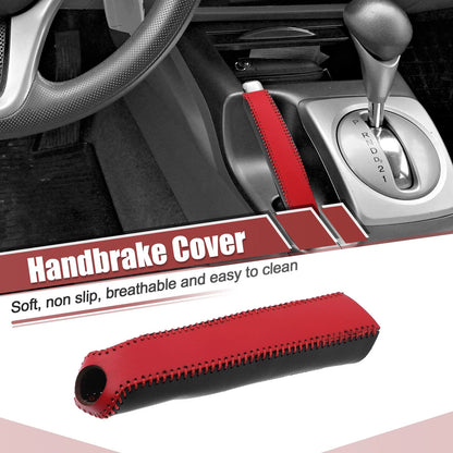 Faux Leather Handbrake Cover Trim for Honda Civic (2006–2011) Black Red