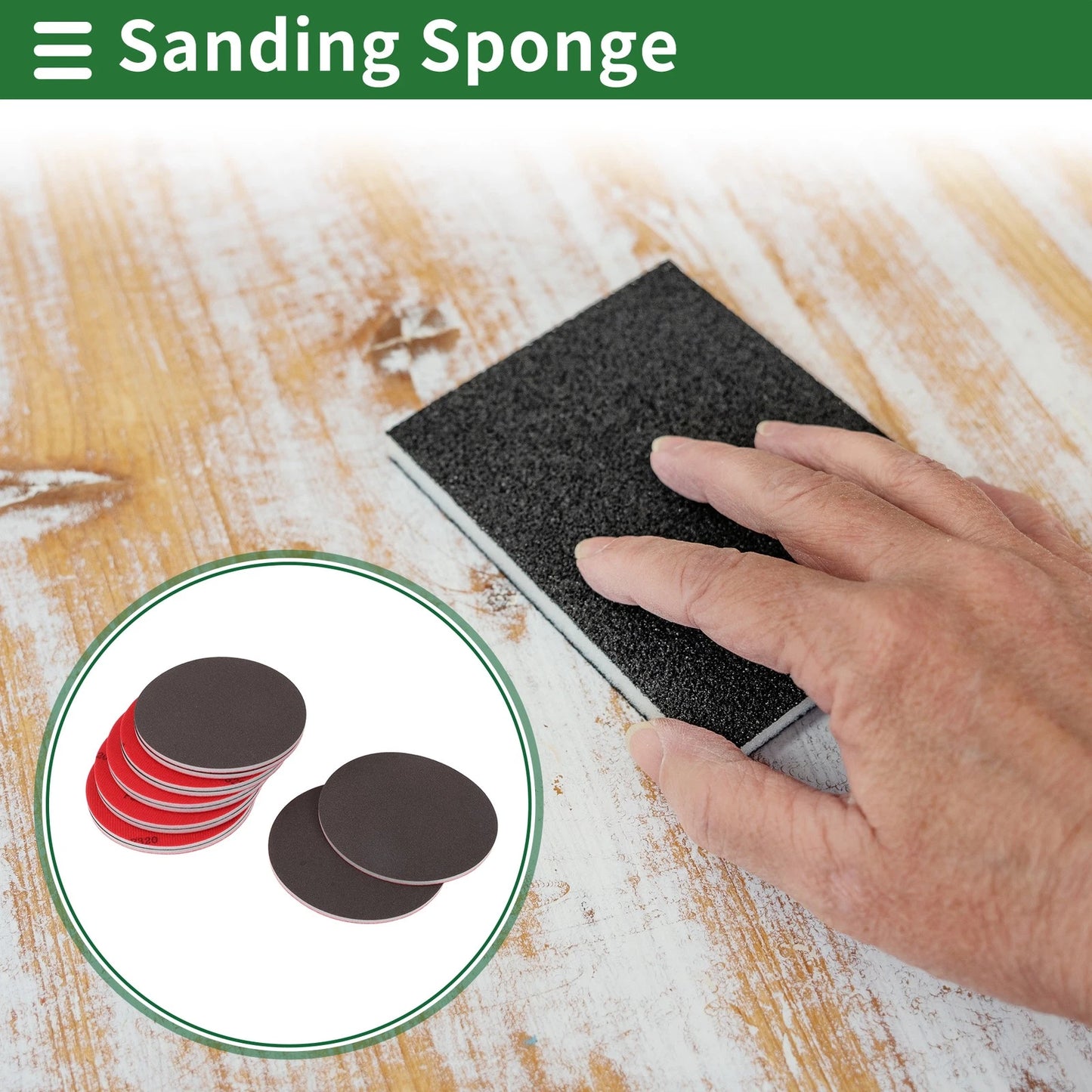 Set of 12 P320 Sanding Sponge Pads 5.91"x5.91" Washable and Reusable