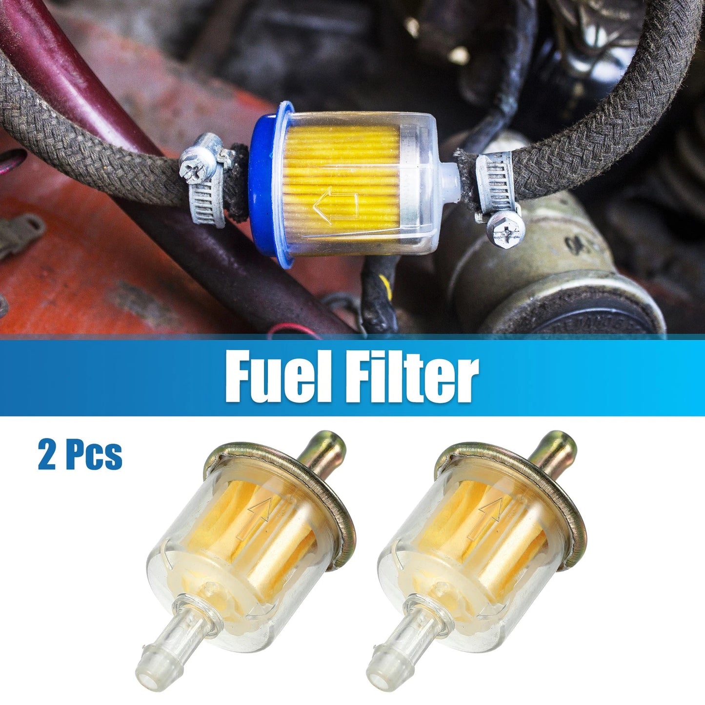 2X Inline Fuel Filters for Small Engines ATV UTV Motorbike (Fits 1/4")