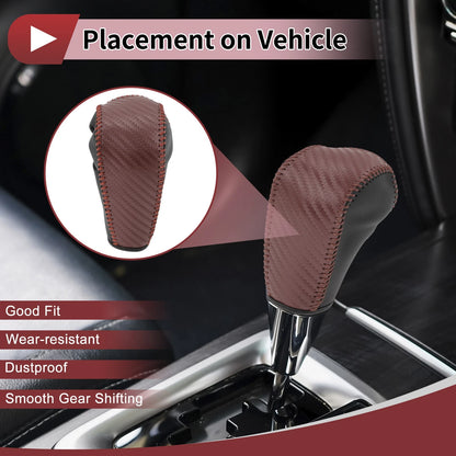 1 Pc Gear Shift Knob Cover for Ford Edge (2011–2014) Brown Faux Leather