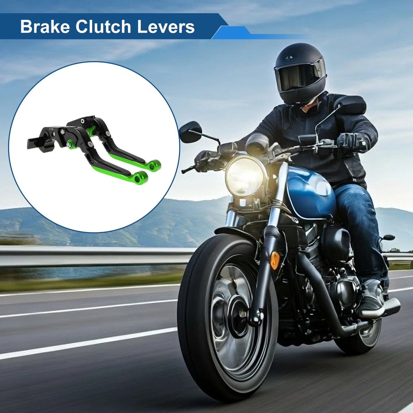 Adjustable Brake Clutch Levers for Kawasaki ZX14R (2006–2017) Black Green