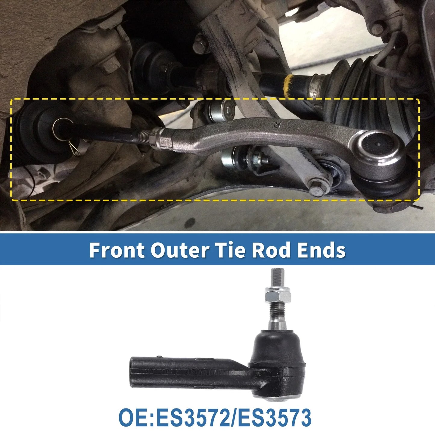 2 x Front Outer Tie Rod End Links for Dodge Dakota (2000-2004)