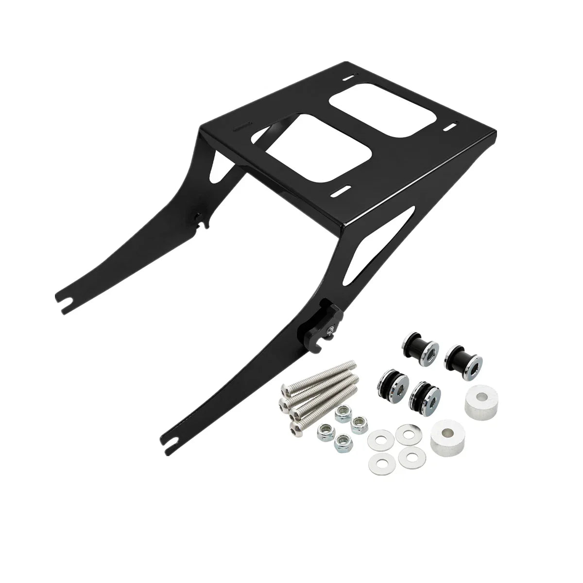 Black Trunk Mount Rack Docking Hardware for Harley Fatboy (2008-2017)
