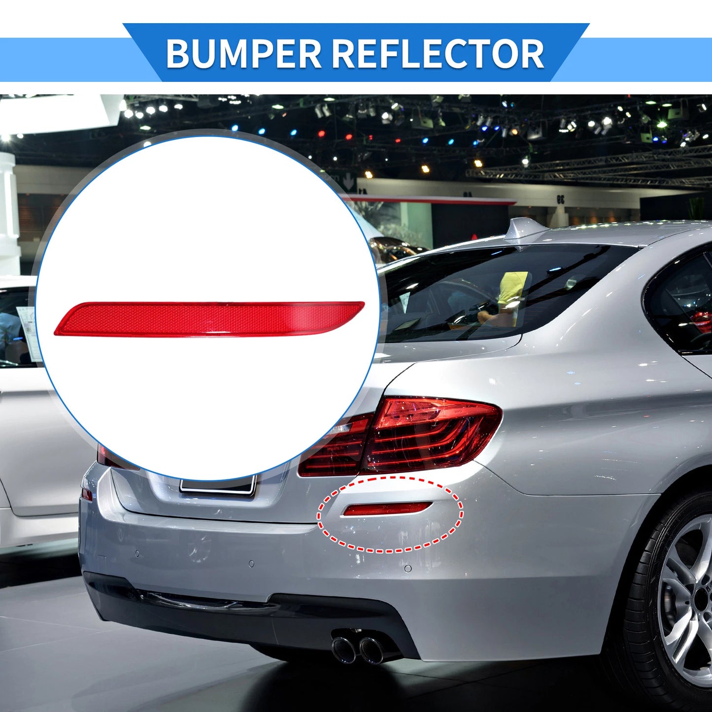 Rear Right Bumper Reflector No. 63147842956 for BMW 528i (2012–2016) Red