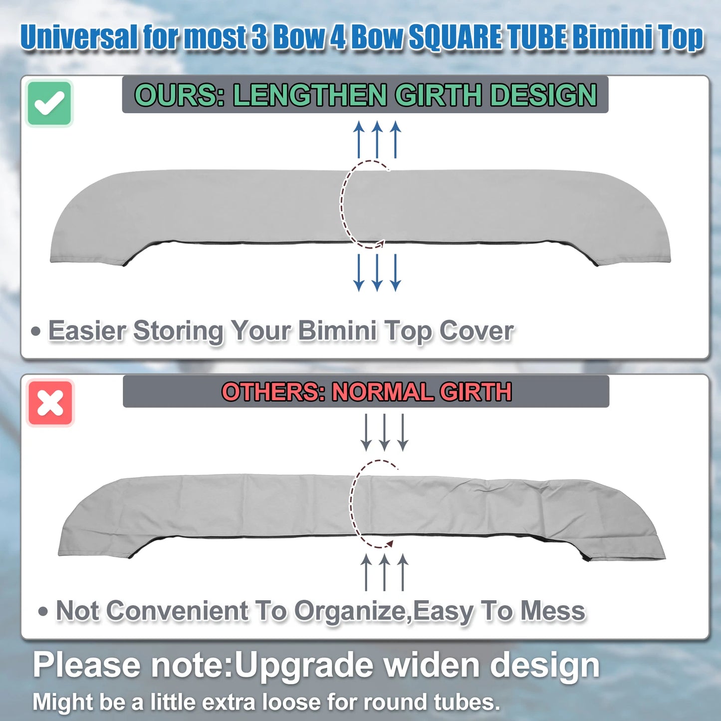 Set of 1 Square Tube Bimini Top Storage Boot for Universal Fit (79"-84")