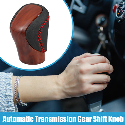 Automatic Gear Shift Knob for Lexus (Wood Grain, Red Thread, Perforated)