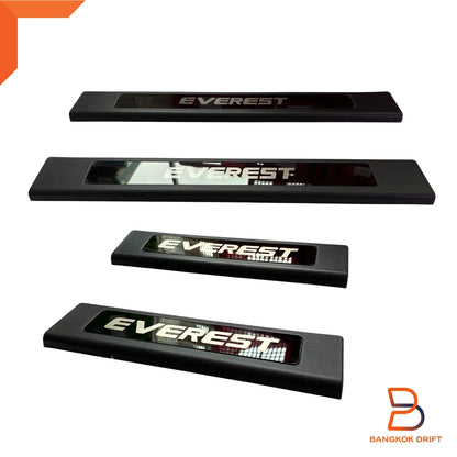 4x Black Door Step Protectors Sill Scuff Plates for Ford Everest (15-22)