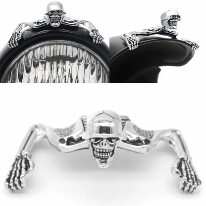 Chrome Skull Headlight Visor for Harley Dyna Bobber