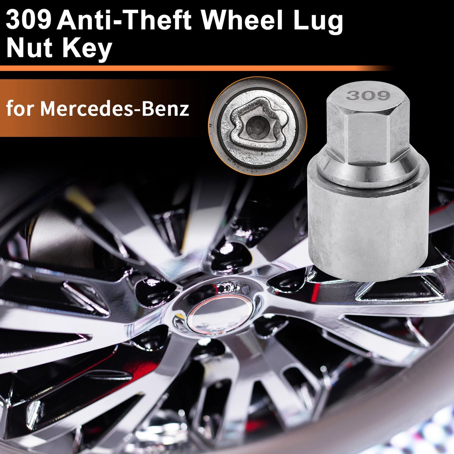 309 Wheel Lock Lug Nut for Mercedes-Benz (Locking Nut Key Socket)