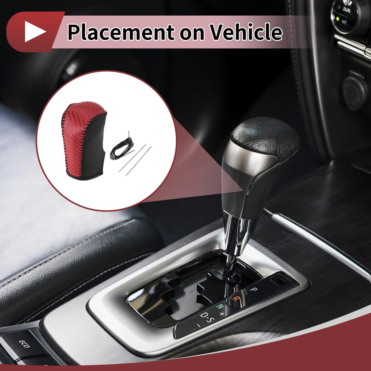 1 Pc Gear Shift Knob Cover for Nissan Murano (2009–2013) Black Red