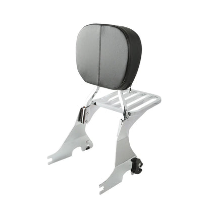Chrome/Black Backrest Sissy Bar Luggage Rack for Harley Sportster (2004-2022)