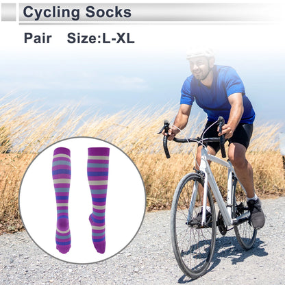 Cycling Socks Anti-friction Size L-XL High-cut Purple Beige Blue