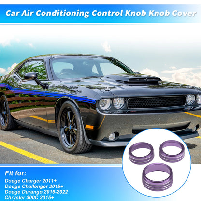 3X Control Switch Knob Button Cover Trim Ring for Dodge Charger (2011–2023) Purple