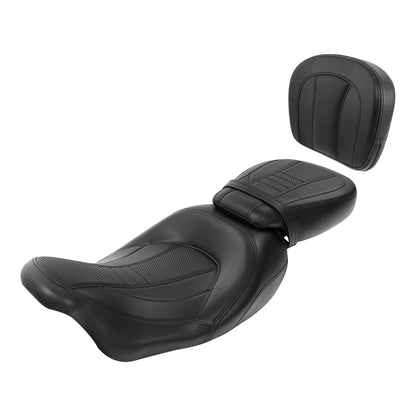 Black Driver Passenger Seat w/ Backrest for Harley Street Glide (09-23)