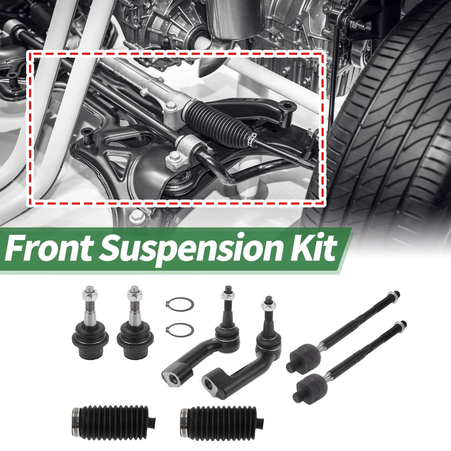 8 x Front Suspension Kit Tie Rod Ends & Lower Ball Joints for Chevrolet Aveo5 (2006-2011)