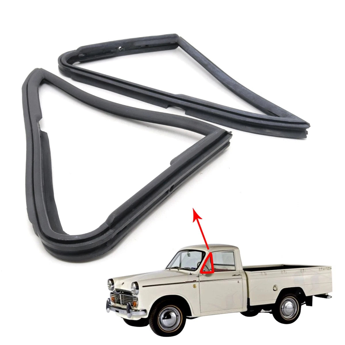 Set of 2 Rubber Quarter Seal Weatherstrips for Datsun Pickup 320 (1961–1965)