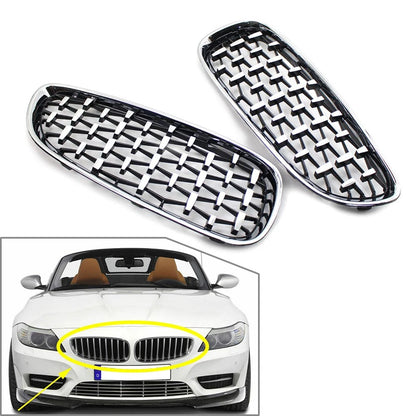 Pair of Front Grille Diamond Meteor Style Chrome Grill for BMW Z4 (2009–2016)