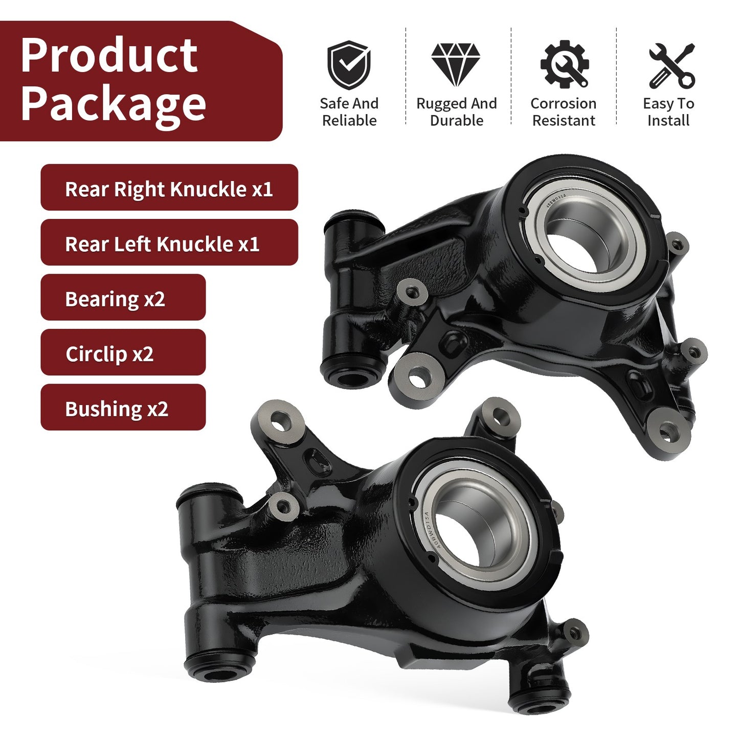 Set of 2 Rear Knuckles & Bearings for Honda Pioneer 1000-6 (2023–2024)
