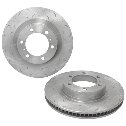 2 Front Slotted Dimpled Disc Brake Rotors for Prado GRJ150 KDJ150 (2009–2019)