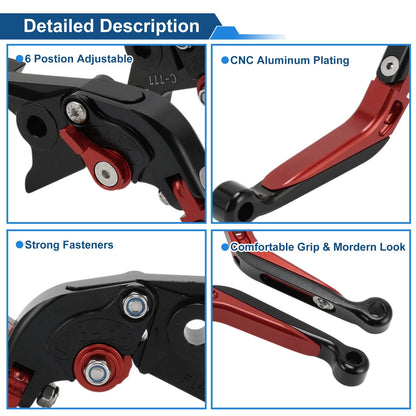 Adjustable Brake Clutch Levers for Kawasaki ZX7R/ZX7RR (1996–2003) Black Red