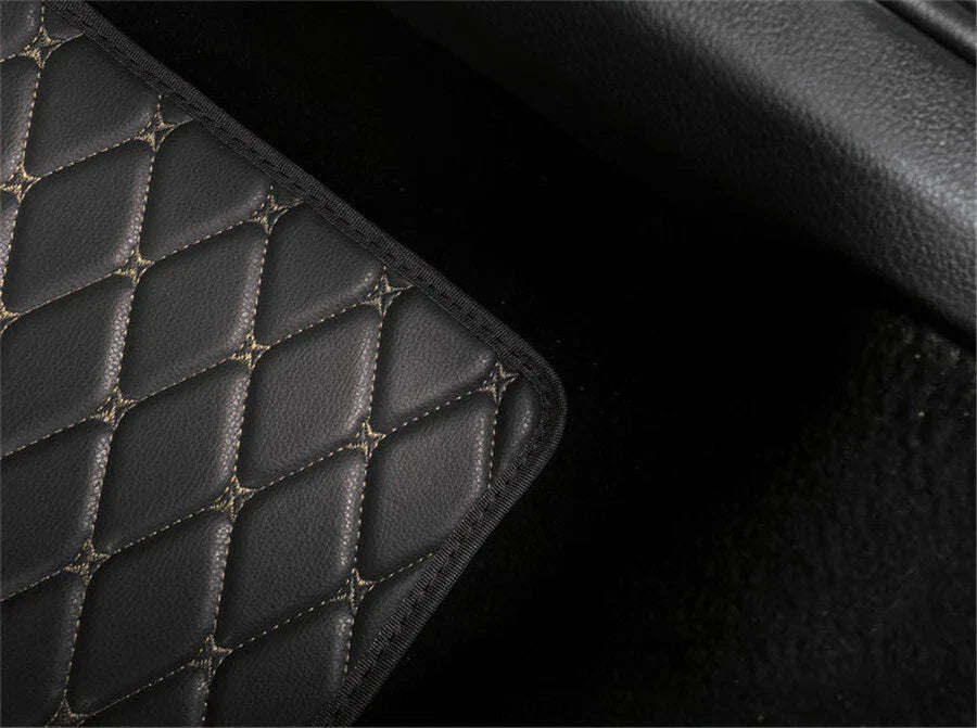 4 x PU Leather Car Floor Mats Black & Beige