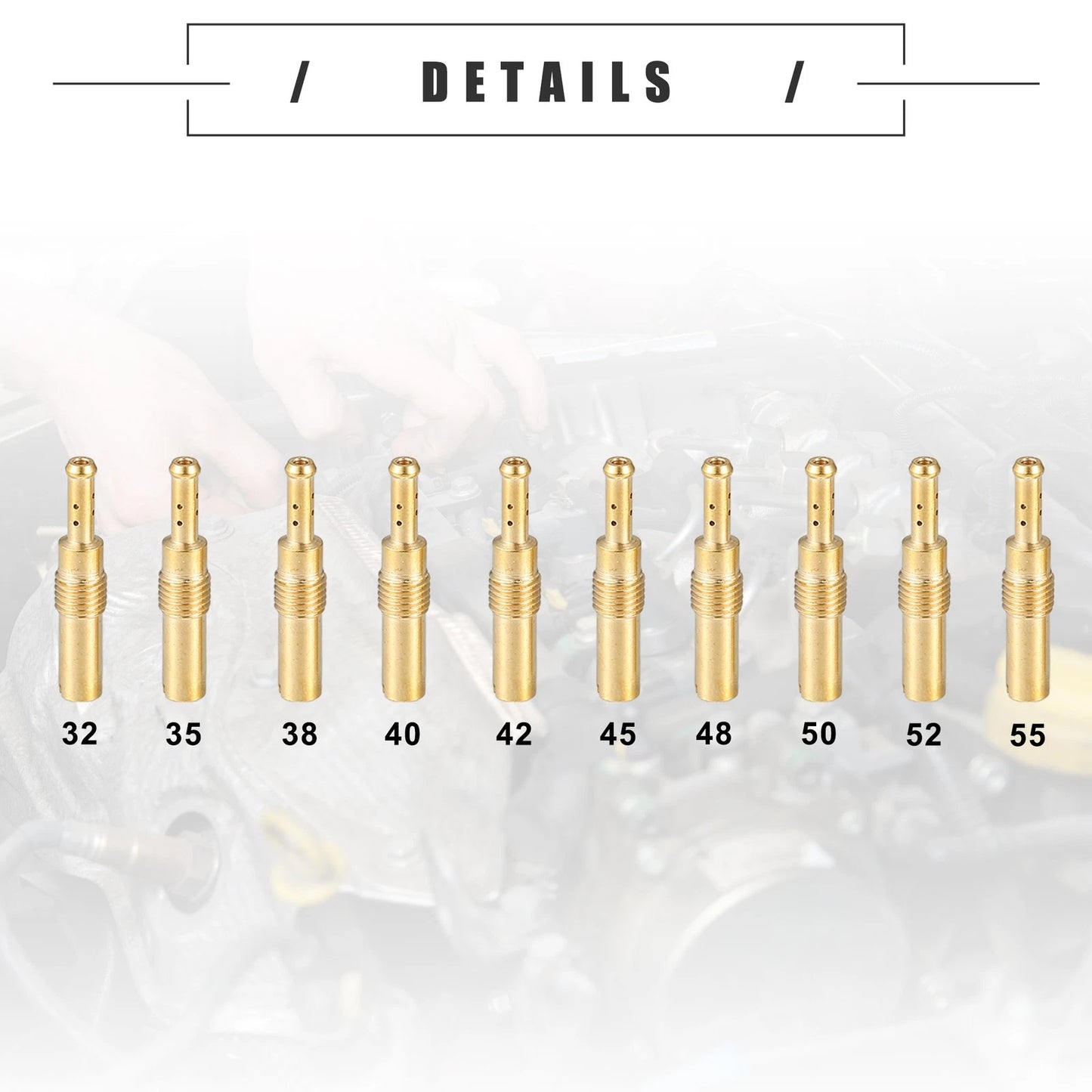 Set of 10 Universal Motorcycle Pilot Jets Nozzles 32-55