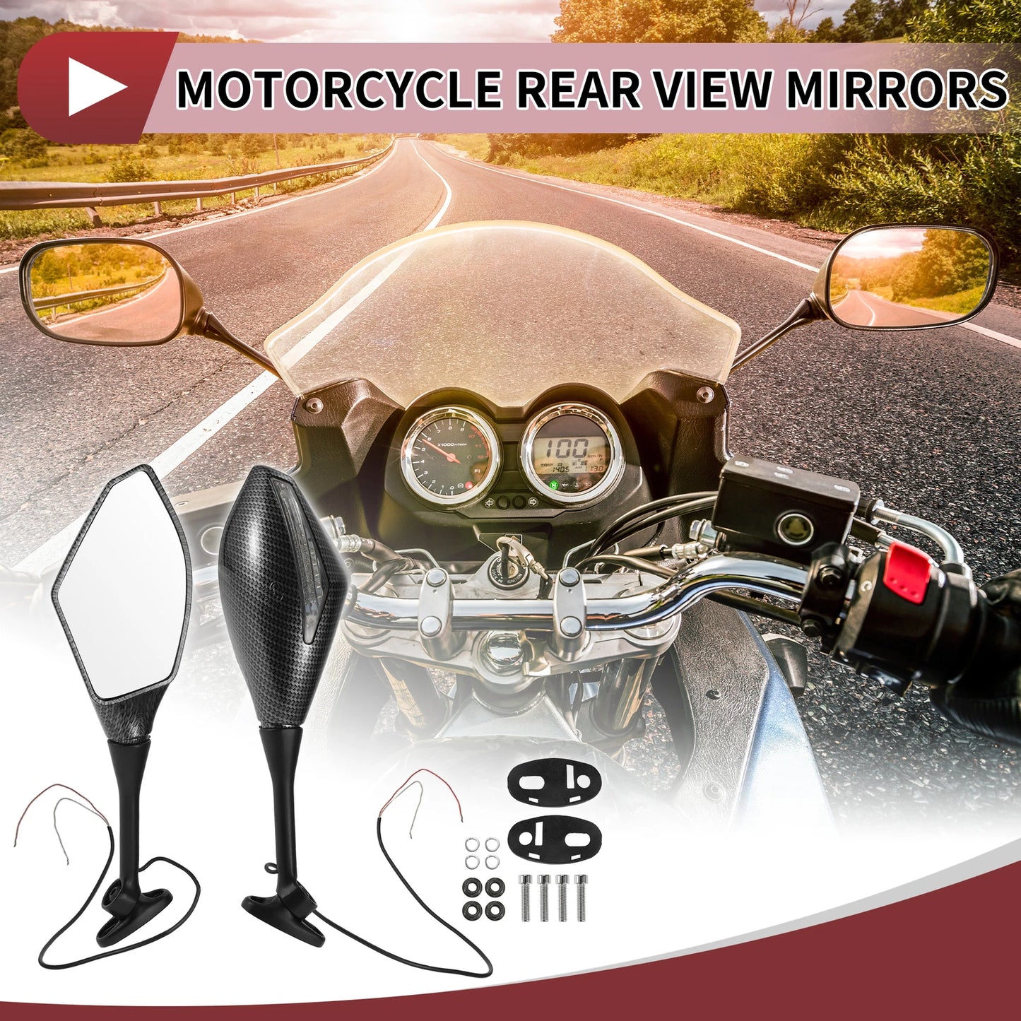 Set of 2 Rear View Mirrors for Honda CBR600RR (2003–2014) Aluminum