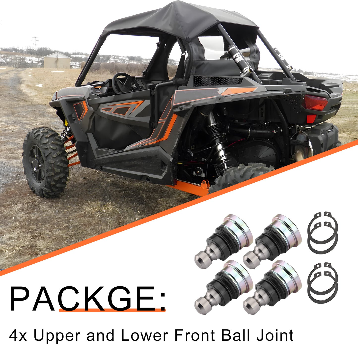Set of 4 Upper Lower Front Ball Joints for Polaris RZR XP 1000 (2014–2022)