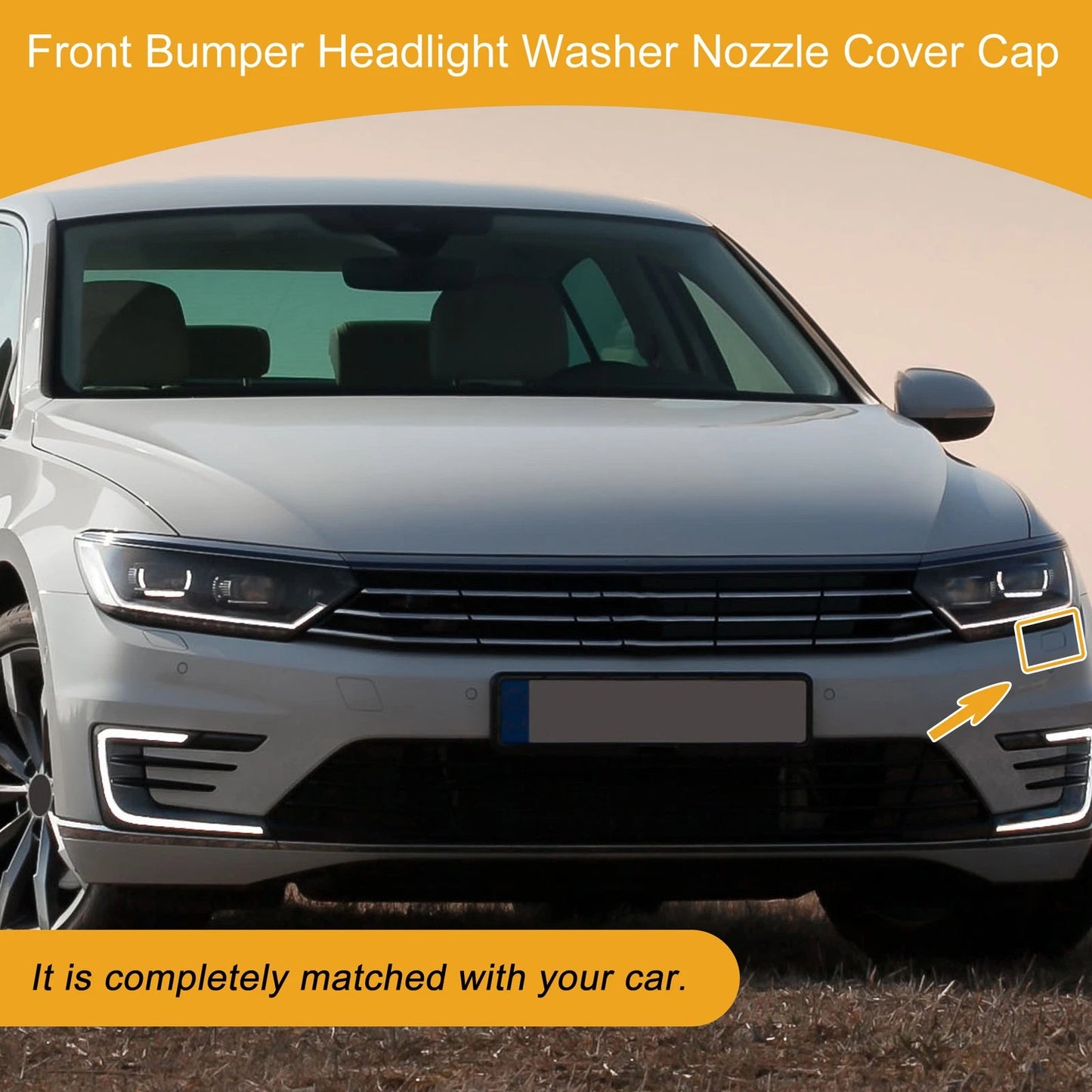 Front Left Washer Nozzle Cover Cap for VW Passat (2011–2018) 1 Pcs Black