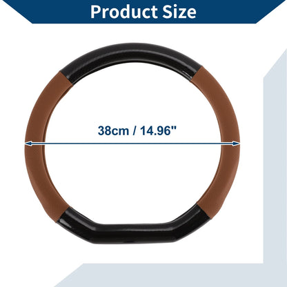 Steering Wheel Cover for Universal Fit (14.96") Black Light Brown