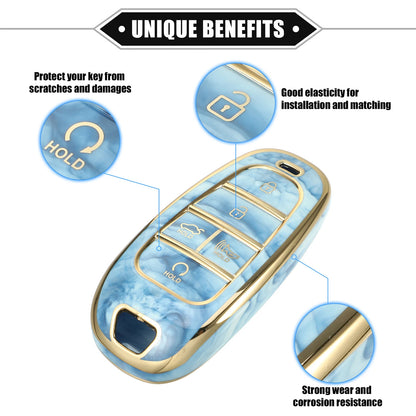 Key Fob Cover for Hyundai Tucson (2016–2023) 5 Button Soft TPU Blue