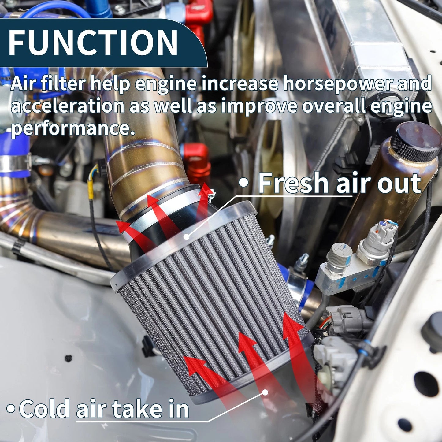 Engine Air Filter 63.5mm/70mm/76mm/80mm/89mm for Universal