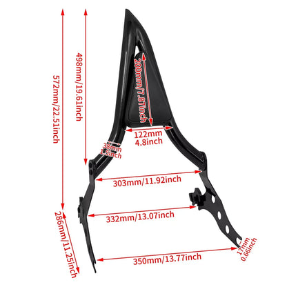 Rear Black Sissy Bar Backrest Pad for Harley Breakout, Fat Boy (2013-2023)