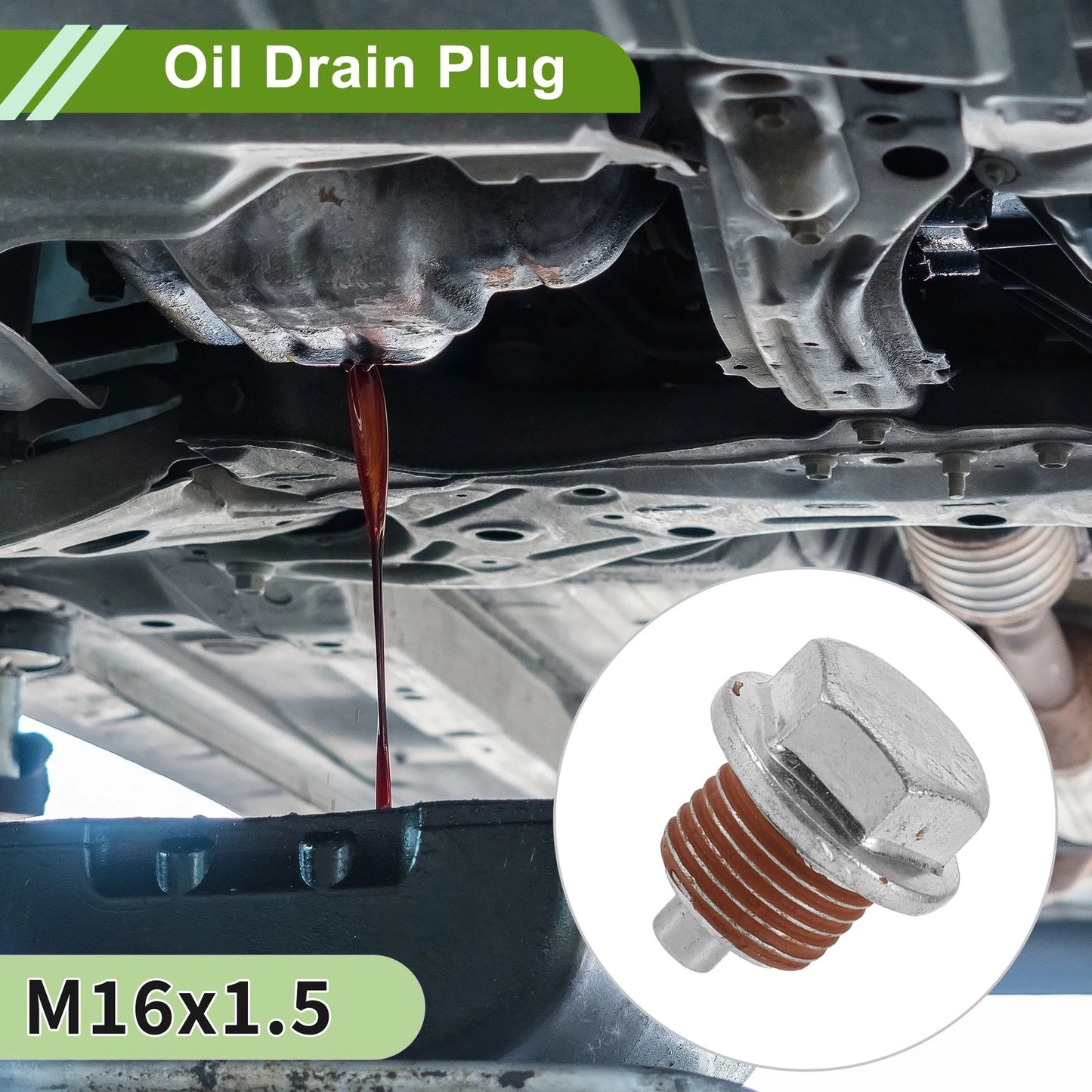 Set of 2 M16x1.5 Copper Oil Drain Plug with Gasket for Car Motorcycle