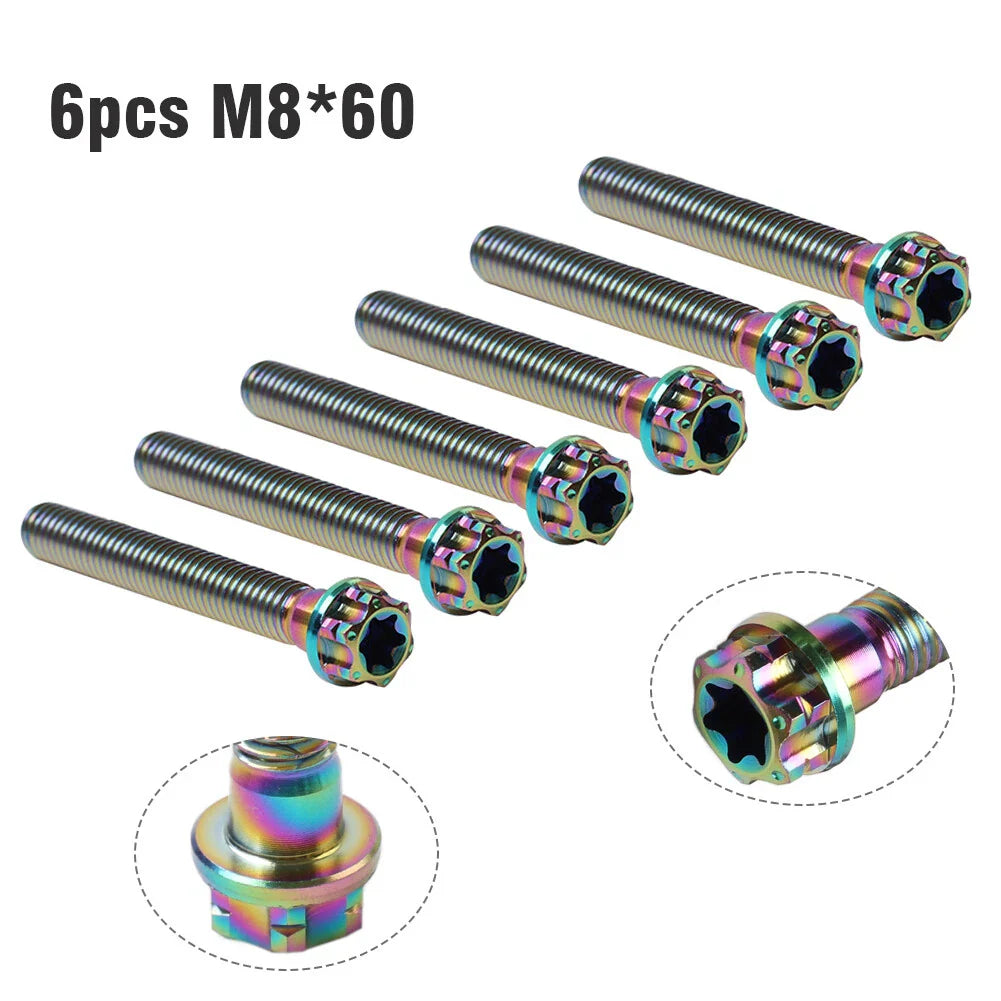6pcs M8x60mm Titanium Torx Head Flange Screws for Motorcycle Bike