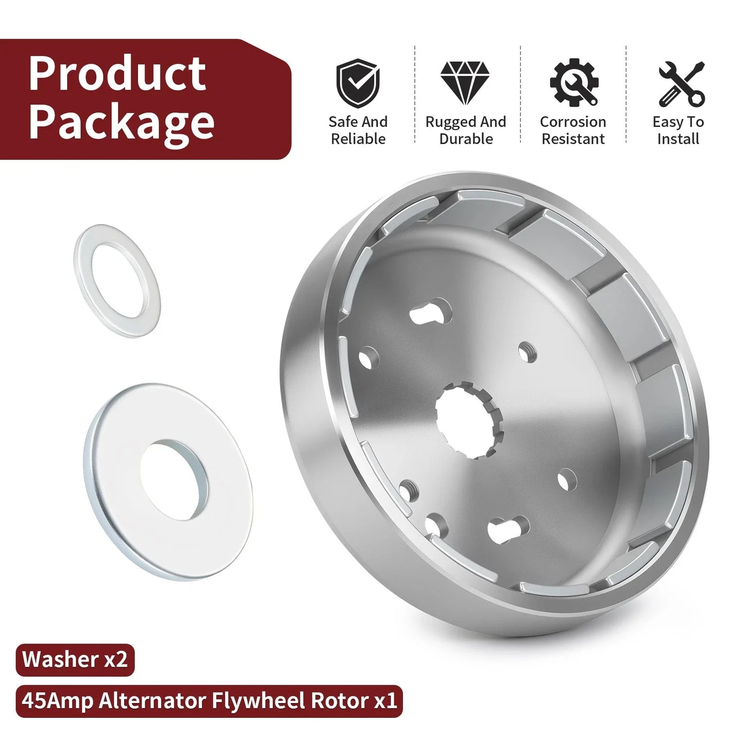 45Amp Alternator Flywheel Rotor for FLH FLHP FLHT FLHR FXDP (1999–2006)