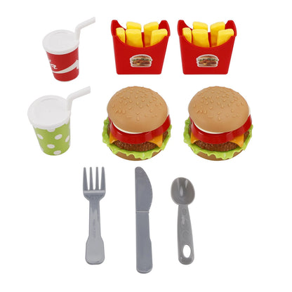 Set of 4 Hamburger Waffles Fried Drink Simulation Food Kitchen Toys