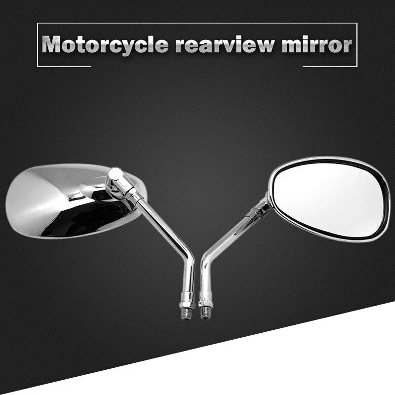 Chrome Oval Side Rearview Mirrors for Honda Cruiser Chopper 10mm
