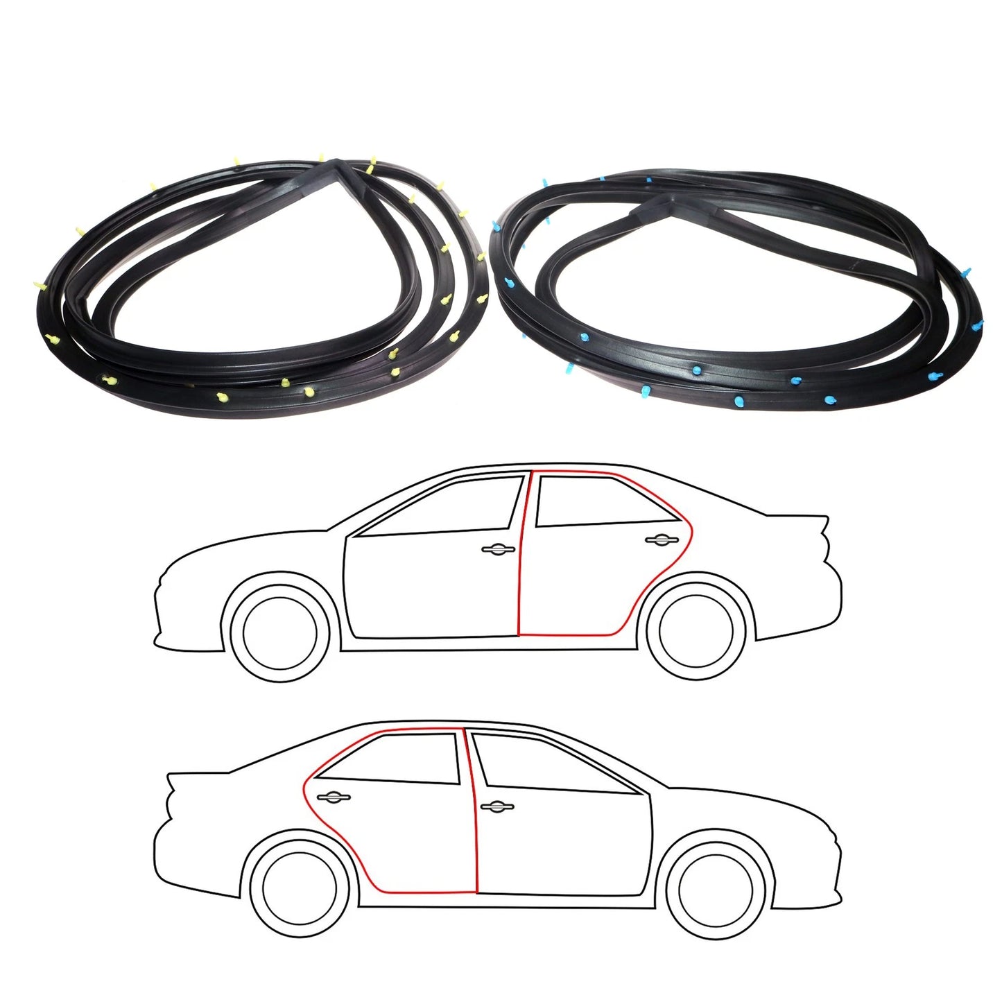 Set of 2 Rear Door Weatherstrips for Toyota Crown S60 (1971–1974)