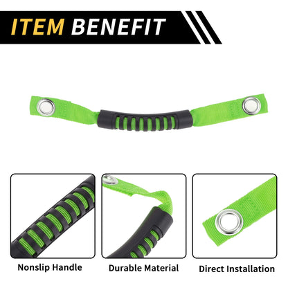 2pcs Roll Bar Grab Handles for Jeep Wrangler (2007–2018) - Green