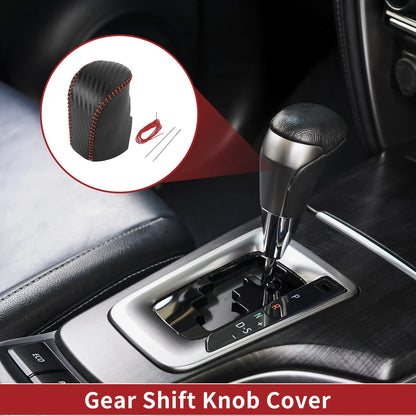 Gear Shift Knob Cover for Honda HR-V (2023–2024) Black Carbon Fiber Red