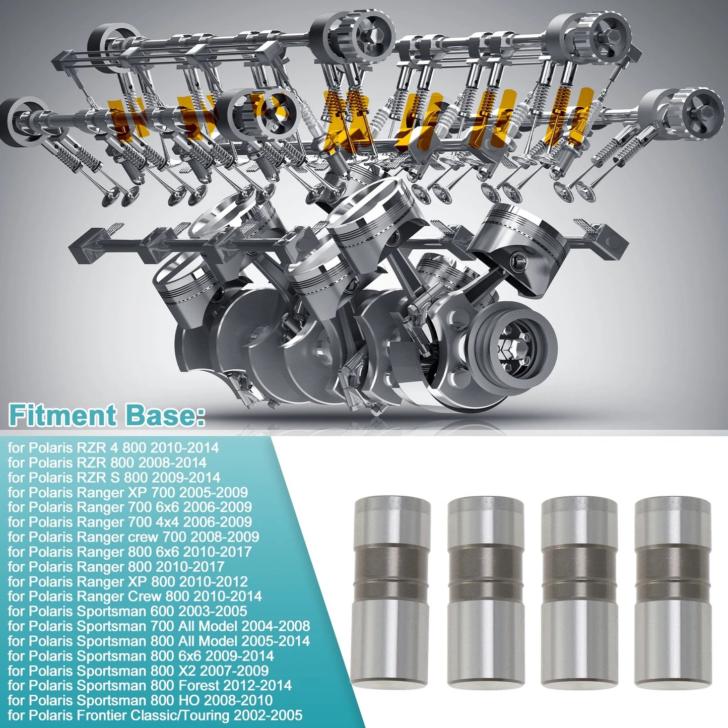 Set of 4 Cylinder Camshaft Valve Lifters for Polaris Sportsman Ranger (No. 5137206)