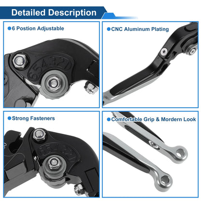 Short Long Brake Clutch Levers for Kawasaki Z650RS (2022) Black Titanium 1 Pair