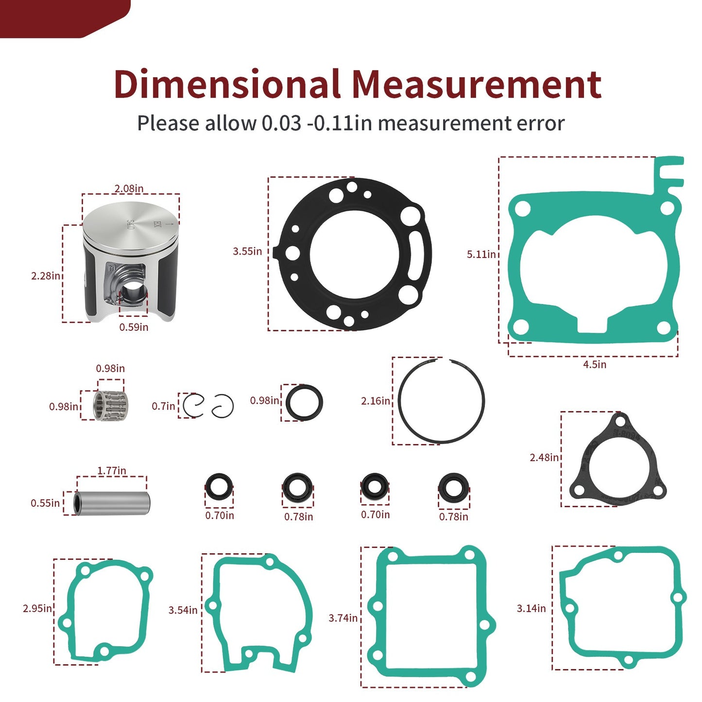 Top End Gasket Kit & 54mm Piston Ring for Honda CR125R (2003–2004)