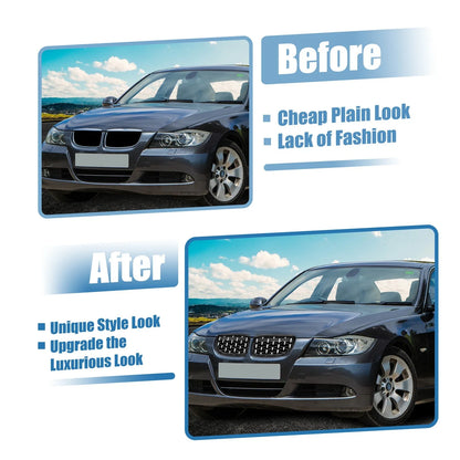 Front Hood Bumper Grille for BMW 335d 328i 335i xDrive Silver Tone Pair