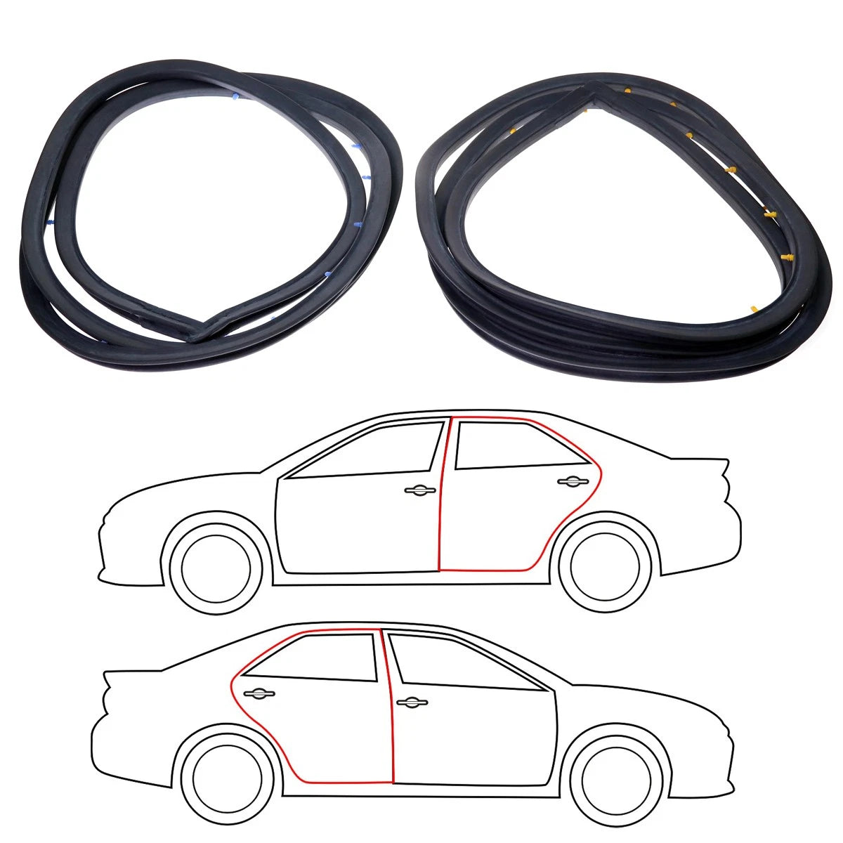 Set of 2 Inner Weatherstrips for Nissan Datsun 230 240C 260C (1971–1975)