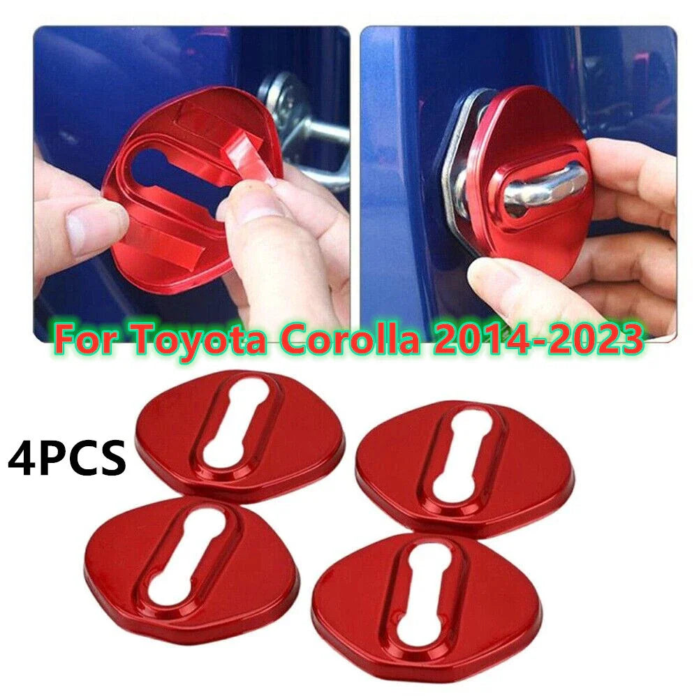 4X Red Door Lock Cover Trim Decor for Toyota Corolla (2014–2023)