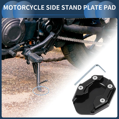 Side Stand Plate Pad for Motorcycle (1 Set) - Aluminum Alloy Black