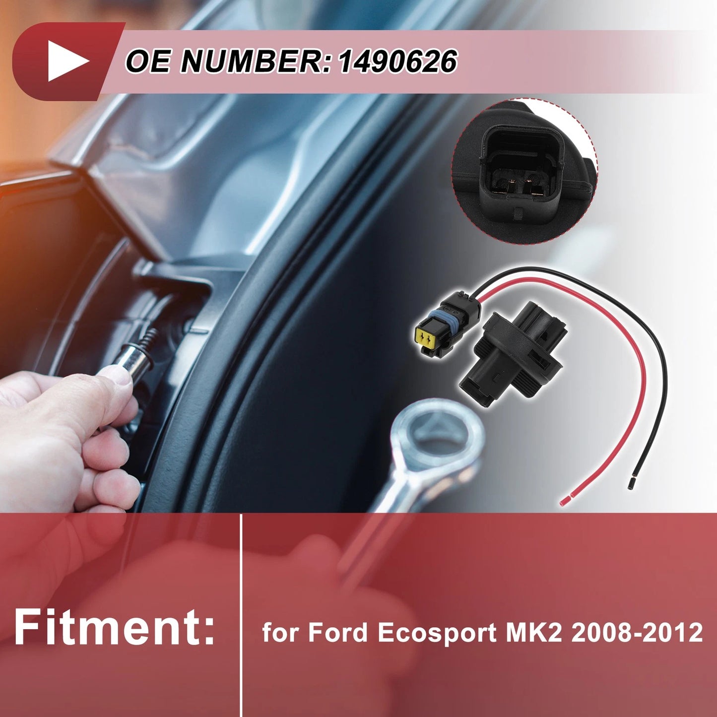 Set of 2 Rear Fog Light Socket Wiring for Ford Ecosport MK2 (2008–2012) No.1490626